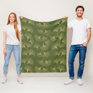 Elegante goldene botanische Blätter Fleecedecke