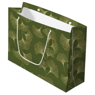 Elegante goldene botanische Blätter Große Geschenktüte