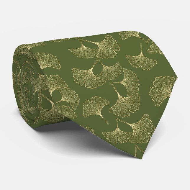 Elegante goldene botanische Blätter Krawatte (Gerollt)