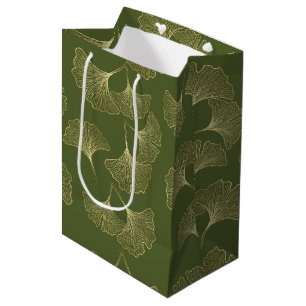 Elegante goldene botanische Blätter Mittlere Geschenktüte