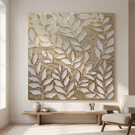 Elegante goldene botanische Blätter – Realist Leinwanddruck