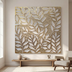 Elegante goldene botanische Blätter – Realist Leinwanddruck