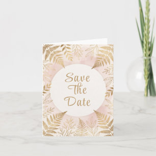 Elegante goldene botanische Farn-Hochzeitseinladun Einladung