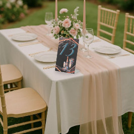 Elegante goldene botanische Hochzeitstisch Nummer Sockelschild