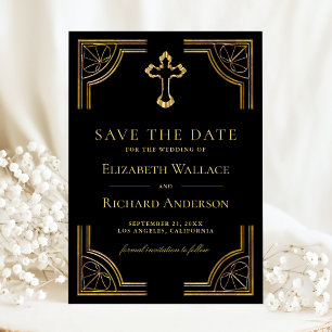 Elegante goldene christliche Hochzeit Save The Date