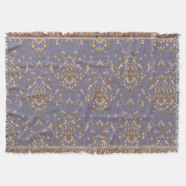 Elegante goldene Damast-Wurfdecke | Vintage Periwi Decke
