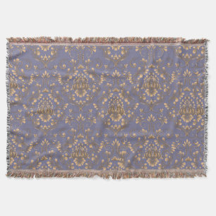 Elegante goldene Damast-Wurfdecke Vintage Periwi Decke