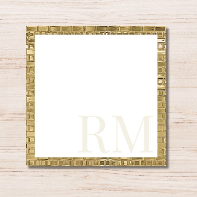 Elegante goldene dekorative Rand Initiale Monogram Mitteilungskarte (Von Creator hochgeladen)