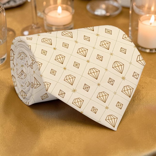 Elegante goldene Diamantmuster-Halsbinden Krawatte (Von Creator hochgeladen)