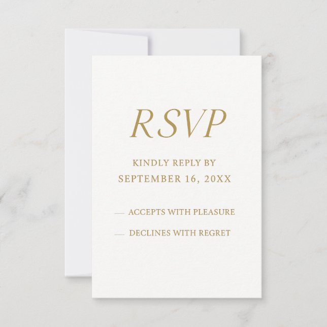Elegante Goldene Digitale RSVP-Karte | Minimalisti RSVP Karte (Vorderseite)