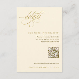 Elegante goldene Ecru-Hochzeitsdetails Begleitkarte