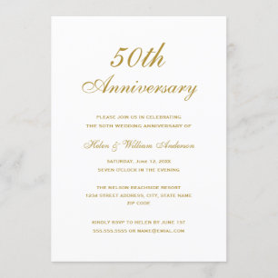 Elegante goldene Einladung zum 50. Hochzeitstag