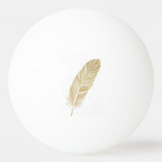 Elegante Goldene-Feder-Linienkunst - Moderne Ästhe Tischtennisball