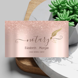 Elegante goldene Feder Notar Roségold Glitter Visitenkarte