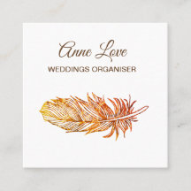 Elegante goldene Feder Quadrat-Visitenkarte
