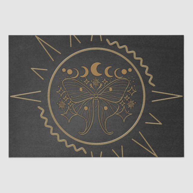 Elegante goldene Filigree Schmetterlinge. Seidenpapier (Vorderseite)