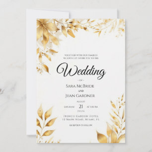 Elegante goldene florale Hochzeitseinladung Einladung
