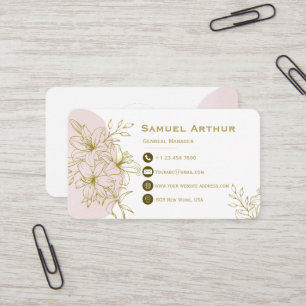 Elegante Goldene Florale Lilie - Visitenkarte