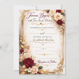 Elegante goldene florale romantische Hochzeitseinl Karte