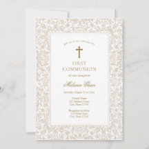 Elegante goldene florale traditionelle Erstkommuni