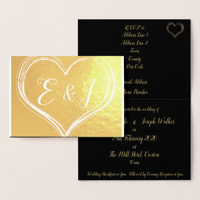 Elegante Goldene Foil Hochzeit Einladung (Anzeige)