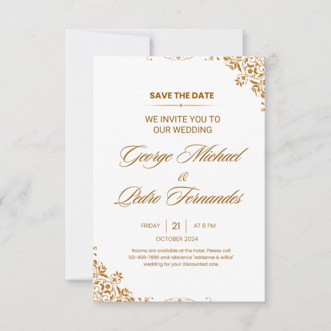 Elegante Goldene Foil Hochzeit Einladung (Vorderseite)