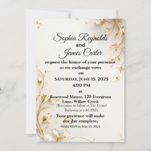 Elegante Goldene Foil Hochzeit Einladung Formal