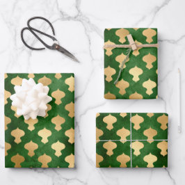 Elegante goldene Folie Weihnachtsschmuck Geschenkpapier Set