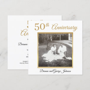 Elegante goldene Foto-Hochzeit 50. Hochzeitstag Einladung