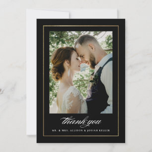Elegante goldene Foto-Hochzeit-Dankeskarten Dankeskarte