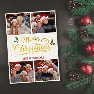 Elegante Goldene Frohe Weihnachten Foto Collage