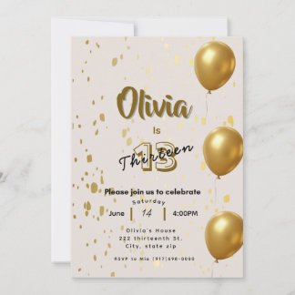 Elegante Goldene Geburtstagseinladung - Kinder Jug Einladung