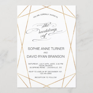 Elegante goldene geometrische Hochzeit Einladung