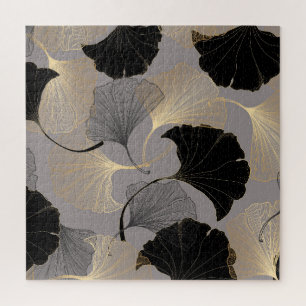 Elegante goldene Ginkgo, vintage Hintergrund. Puzzle