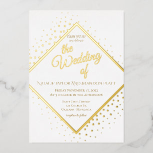 Elegante goldene Glitter-Hochzeit  Folieneinladung