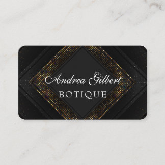 Elegante goldene Glitter-Mode-Boutique Schwarz Visitenkarte