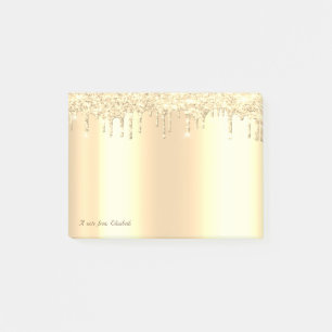 Elegante goldene Glitter-Tropfen Post-it Klebezettel