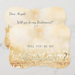 Elegante goldene glitterige Bokeh, Brautjungfer Ka Einladung