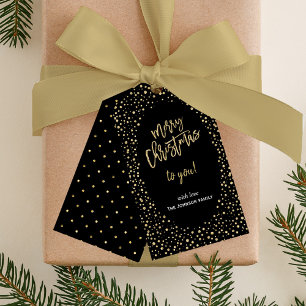 Elegante goldene Glitterpunkte Weihnachten Geschenkanhänger