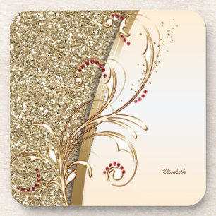 Elegante goldene glitzernde Schwünge Getränkeuntersetzer