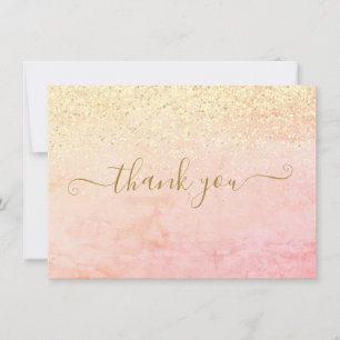 Elegante goldene Glitzerschrift Dankeskarte