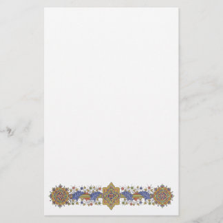Elegante Goldene Grenze mit blauem Blätter Maggior Briefpapier