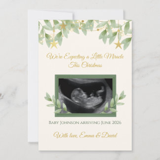 Elegante goldene Grüne-Weihnachten-Baby-Ankündigun Feiertagskarte