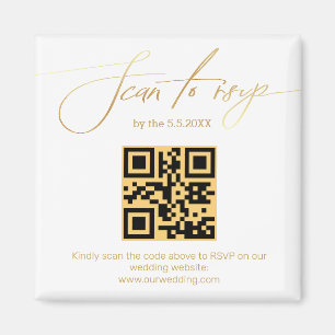 elegante goldene Handschrift uAwg qr Code Hochzeit Magnet