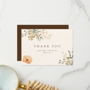 Elegante goldene Herbst-Blumen Dankeschön Hochzeit Dankeskarte