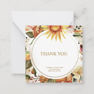 Elegante goldene Herbstblumen-"Dankeschön"-Karte Mitteilungskarte