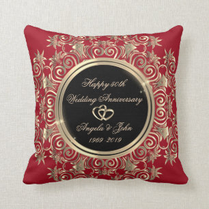Elegante goldene Herzen,Rot  50. Hochzeitstag Kissen