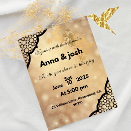 Elegante goldene Hochzeit Einladung, Anna et josh Einladung