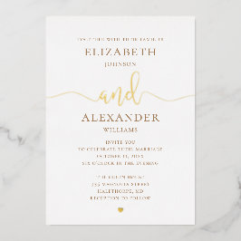 Elegante goldene Hochzeit. Klassische Schriftzeich Folieneinladung