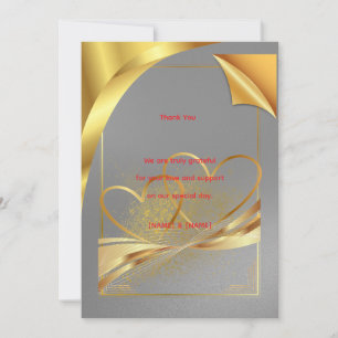 Elegante goldene Hochzeits-Dankeskarten Editierb Einladung
